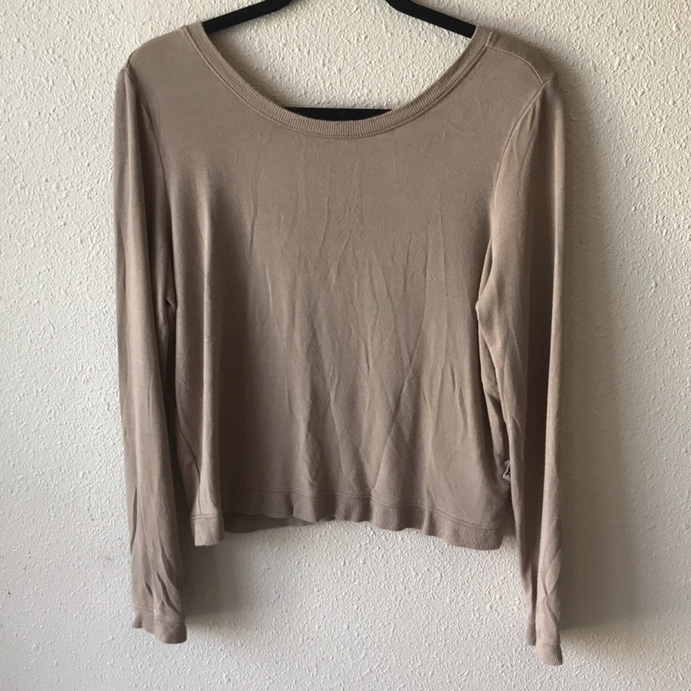 Good American Plunge Back Sweatshirt Long Sleeve size 1